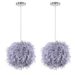 Stoex (2PCS) Lampe À Suspension Moderne en Plumes Plafonnier en Plumes Moelleuses, Abat-Jour Plume, Pour Chambre, Salon, Mariage (Gris)