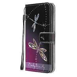 Etui en PU texture croisée à motifs avec support et sangle libellule pour votre Apple iPhone XR 6.1 pouces