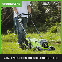 Avis Greenworks Tools Greenworks Tondeuse à Gazon électrique 24V 33cm 30L Bac, Coupe-bordures 25cm tête d'alimentation Automatique avec 1 Batterie 4Ah et Chargeur GD24LM33LT25K4