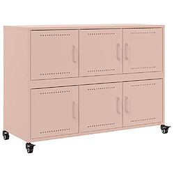 vidaXL Buffet rose 100,5x39x72 cm acier