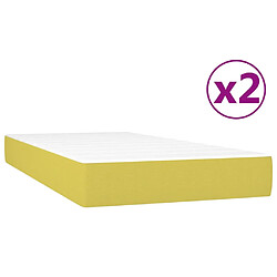 Avis vidaXL Sommier à lattes de lit avec matelas Vert 200x200 cm Tissu