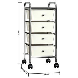 vidaXL Chariot de rangement mobile à 4 tiroirs Blanc Plastique pas cher