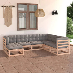 Maison Chic Salon de jardin 7 pcs + coussins - Mobilier/Meubles de jardin - Table et chaises d'extérieur Bois de pin massif -MN45373