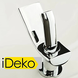 iDeko® Robinet Mitigeur lavabo cascade haut bec salle de bain design moderne en Laiton Céramique chrome IDKS116N avec flexibles