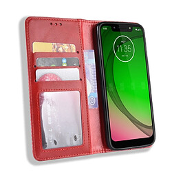 Acheter Wewoo Housse Coque Étui en cuir à boucle magnétique avec texture rétro et pour Motorola Moto G7 Play (version UE), support emplacements pour cartes porte-monnaie (rouge)