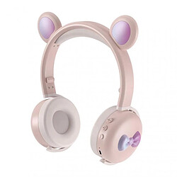 Yonis Casque Audio Enfant Bluetooth LED Ours 12h