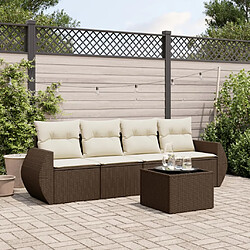 vidaXL Salon de jardin avec coussins 5 pcs marron résine tressée