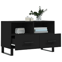 Avis vidaXL Meuble TV Noir 80x36x50 cm Bois d'ingénierie