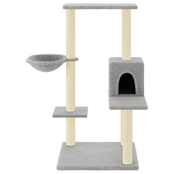 Helloshop26 Arbre à chat meuble tour grimper jouet grattage grattoir escalade plateforme avec griffoirs en sisal clair 95 cm gris 02_0022630