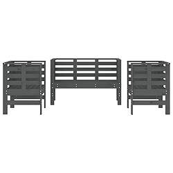 Acheter Maison Chic Salon de jardin 3 pcs - Table et chaises d'extérieur - Mobilier/Meubles de jardin Moderne gris bois massif de pin -MN40832