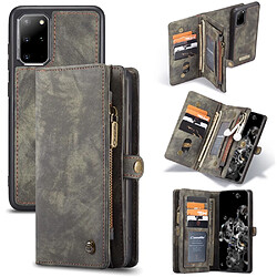 Caseme Etui en PU split vintage gris pour votre Samsung Galaxy S20 Plus