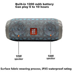 Universal Haut-parleur Bluetooth 5.0 sans fil 20W 1200mAh Subwoofer portable imperméable 3D haut-parleur (noir) pas cher