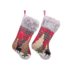 C332 2PCS Arbre de Noël Elk Motif Chaussettes Sac-cadeau Sac de Candy Noël Sac de décoration de Noël Pendentif pour Noël