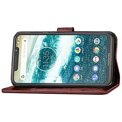 Acheter Wewoo Housse Coque Pour Motorola One Power (Note P30) Étui en cuir avec rabat horizontal Fleurs G7 Pressed boucle magnétique et support logements pour cartes porte-monnaie (Marron)