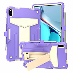 Coque en silicone avec béquille en T Violet/beige pour votre Huawei MatePad 11 (2021)