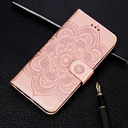 Wewoo Coque Etui à rabat en cuir Mandala avec motif gaufrage pour iPhone 11 Pro support et logements cartes portefeuille et cadre photo et lanière or rose