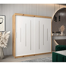 Abiks Meble Armoire YORK À Portes Coulissantes 200/200/62 2 Portes (Artisan/Blanc)