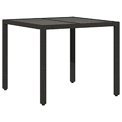 Maison Chic Table de jardin | Table d'extérieur dessus en verre Noir 90x90x75 cm Résine tressée -GKD21266