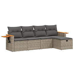 Maison Chic Ensemble de 5 Tables et chaises d'extérieur avec coussins,Salon de jardin gris résine tressée -GKD565891