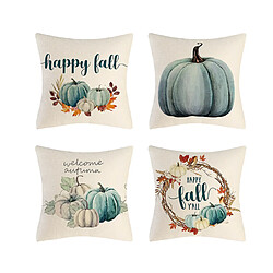 P72 4PCS 45 * 45cm Thanksgiving Bleu Pumpkin motif Linge Taie d'oreiller Holiday Home Décoration Taie d'oreiller Sofa Coussin Coussin