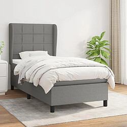 Maison Chic Lit Adulte - Lit simple Lit à sommier tapissier et matelas moelleux - Meuble de Chambre - Gris foncé 90x190 cm Tissu -MN27773