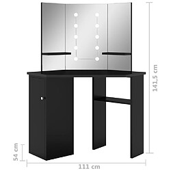 vidaXL Coiffeuse d'angle avec LED Noir 111x54x141,5 cm pas cher