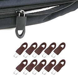 Avis 10pcs Détachables Zip Fixer Zipper Tags Réparation Tirette Tab Brown 3.4x1.4cm