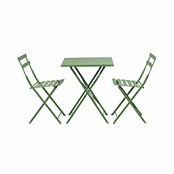 Mes Ensemble table + 2 chaises de jardin en métal vert - BACA