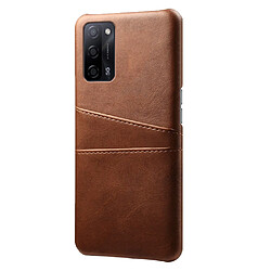 Coque en TPU + PU Enduit antichoc rigide avec porte-carte marron pour votre Oppo A55 5G/A53s 5G