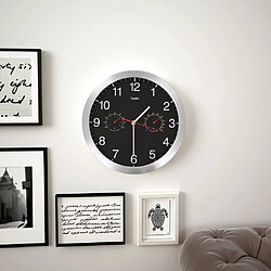 vidaXL Horloge murale à quartz Hygromètre et thermomètre 30 cm Noir