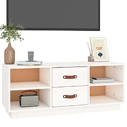 Avis vidaXL Meuble TV Blanc 100x34x40 cm Bois de pin massif