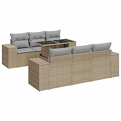 vidaXL Salon de jardin avec coussins 7 pcs beige résine tressée