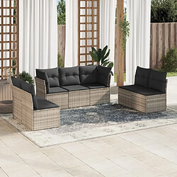 vidaXL Salon de jardin avec coussins 7 pcs gris clair résine tressée