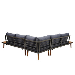 Decoshop26 Ensemble de salon de jardin terrasse balcon luxe en acier et bois FSC certifié coussins gris 04_0003577