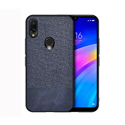 Wewoo Coque Rigide Housse de protection en tissu PU épissage antichoc pour Xiaomi Redmi 7 bleu