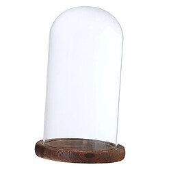 Acheter Cloche à Dôme En Verre Avec Base En Bois, Support Pour Paysage De Fleurs, Couvercle Brun D