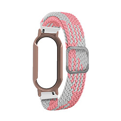 Bracelet en nylon élastique, 3 en 1, tressé pour votre Xiaomi Mi Band 7/7 NFC - Blanc rose/rose