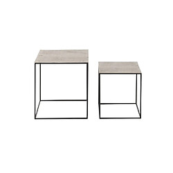 Inside 75 Set de 2 tables gigognes basse carrée NIZI en Aluminium Argent / Noir