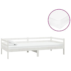 vidaXL Lit de repos avec matelas 90x200 cm Blanc Bois de pin massif