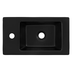 ML-Design Lavabo en Céramique Noir Mat, 46 x 26 x 11 cm, Rectangulaire, Montage Mural/à Poser, Trou de Robinet à Droite, Vasque Lave-Mains de Salle de Bain/WC, Design Moderne, sans Matériel de Montage