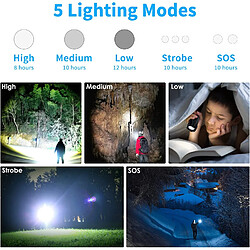 Acheter BESTA Lampes de poche LED rechargeables à haute lumens, 90 000 lumens, lampes de poche tactiques super lumineuses, Xhp70.2 Zoomable étanche Flash Light 5 modes pour camping, randonnée, extérieur, urgence (avec batterie 26650)