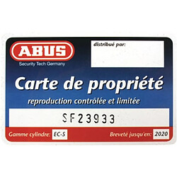 Abus Cylindre EC-S 30x30 laiton nickelé 5 Clés