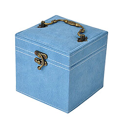 Acheter Cas De Boîte De Rangement De Bijoux En Velours Portable Pour Anneaux De Bijoux 3 Couches Bleu