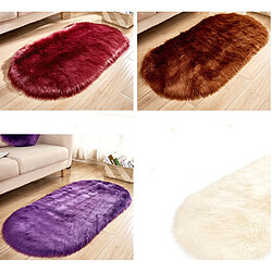 Acheter LUUCOZK Tapis moelleux en fausse fourrure, tapis à poils longs pour chambre à coucher, salon - rouge vin-Ellipse 40x60CM