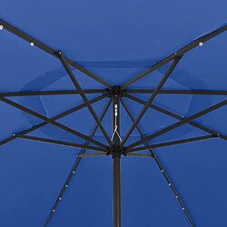 Avis vidaXL Parasol d'extérieur avec LED et mât en métal 400 cm Bleu azuré