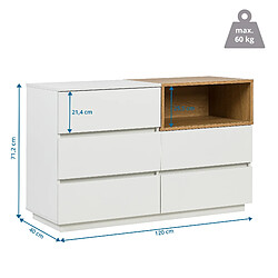 Acheter Buffet MELMO S 120x40x76 cm 5 tiroirs blanc/chêne hjh LIVING