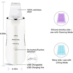 Chrono Épurateur Visage Ultrason pour Nettoyage de Pore, Nettoyage de l'acné et Point Noirs Enlèvement du Visage, USB Rechargeable,Blanc