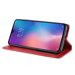 Wewoo Housse Coque Étui en cuir à boucle magnétique avec texture rétro et pour Xiaomi Mi 9, support emplacements pour cartes porte-monnaie (rouge) pas cher