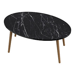 Helloshop26 Table basse ovale 41 x90 x 50cm marbre noir naturel 03_0008503