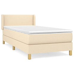 Maison Chic Structures de lit + matelas,Lit à sommier tapissier avec matelas Crème 80x200 cm Tissu -MN53385